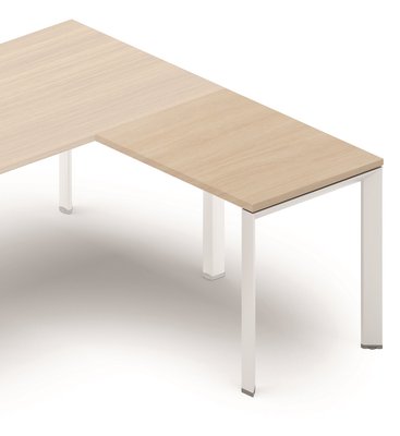 SERIE K7 - Extensions pour plans droits - Retour direct 100x60cm sur pied, plateau acacia, structure aluminium