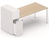 SERIE K7 - Plans droits - Plan droit 196x80cm avec rangement personnel + niche juxtaposée, plateau acacia, structure aluminium