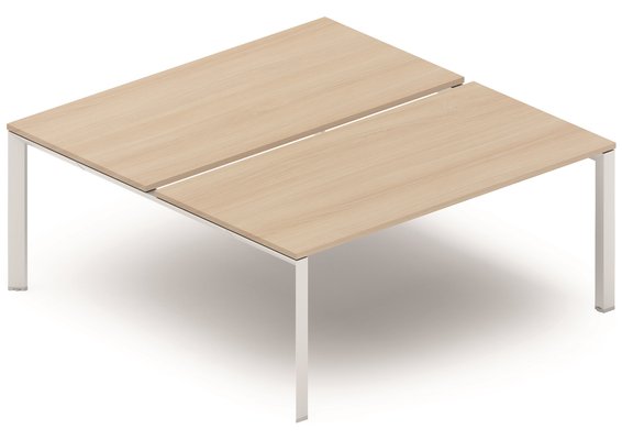 POSTES BENCH - Série K7 - K7 Bench départ 2 plateaux fixes 160x80cm encombrement 160x165cm, plateau acacia, structure aluminium
