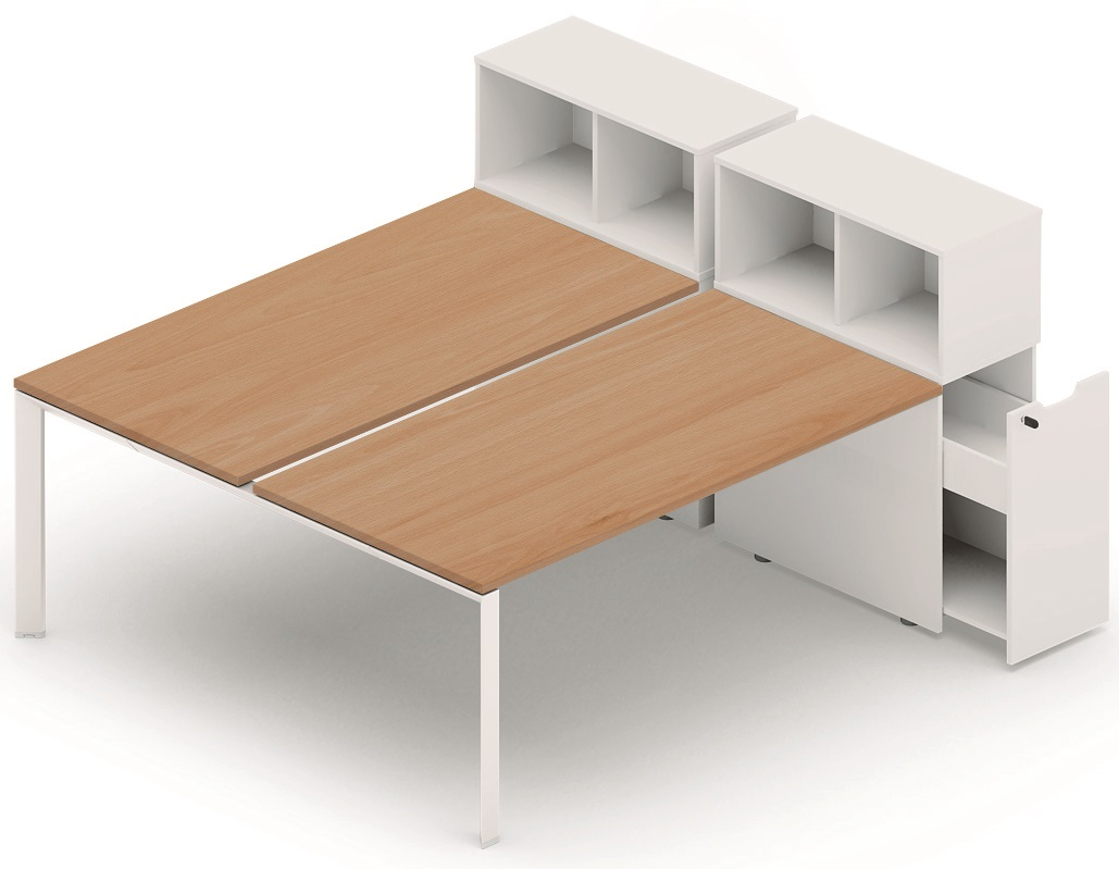 K7 Bench départ avec niche sur rangement personnel 176x80cm encombrement 176x165cm, plateau hêtre, structure aluminium