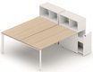 POSTES BENCH (POSTES DOUBLES) - SERIE K7 - K7 Bench départ avec niche sur rangement personnel 196x80cm encombrement 196x165cm, plateau acacia, structure aluminium