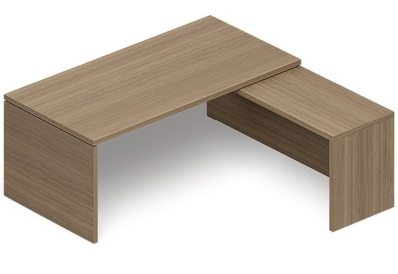 SERIE X5 - Tables de Bureau avec retour - X5 Ensemble de bureau 180x200cm : table 180x90cm avec retour mur aligné 60x200cm /noyer ambré