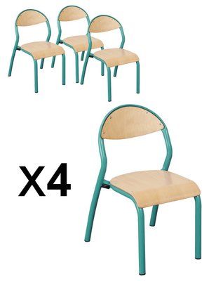 CRECHE ET MATERNELLE - Chaises - Lot x 4 - Chaise 4 pieds - T2 - bleu 5002