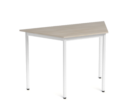 TABLES POLYVALENTES - Déco - Table polyvalente DECO trapèze 120x60x60cm, structure epoxy blanc mat, plateau mélamine acacia - sur délai