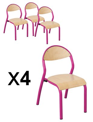 CRECHE ET MATERNELLE - Chaises - Lot x 4 - Chaise 4 pieds - T2 - rouge 3000
