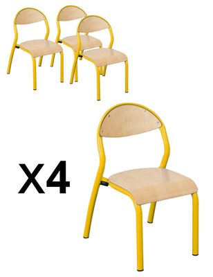 CRECHE ET MATERNELLE - Chaises - Lot x 4 - Chaise 4 pieds - T2 - jaune 1003