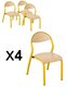 CRECHE ET MATERNELLE - Chaises - Lot x 4 - Chaise 4 pieds - T2 - jaune 1003
