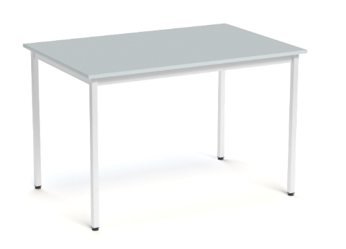 Table polyvalente DECO rectiligne 120x80cm, structure epoxy blanc mat, plateau mélamine blanc - sur délai