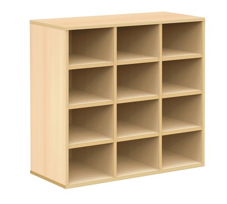 SCOLAIRE - Gamme BIP BOP - Meuble à courrier - Hêtre - L 90 - (12 cases) - sans portes