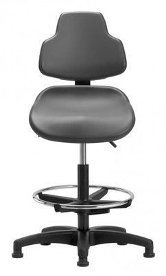 TECHNIQUES - Chaises - Chaise NEW CONCEPT, revêtement PVC gris avec empreinte assise, structure nylon noir - sur délai