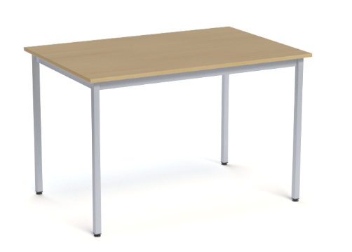 Table polyvalente DECO rectiligne 120x80cm, structure epoxy aluminium, plateau mélamine hêtre - sur délai