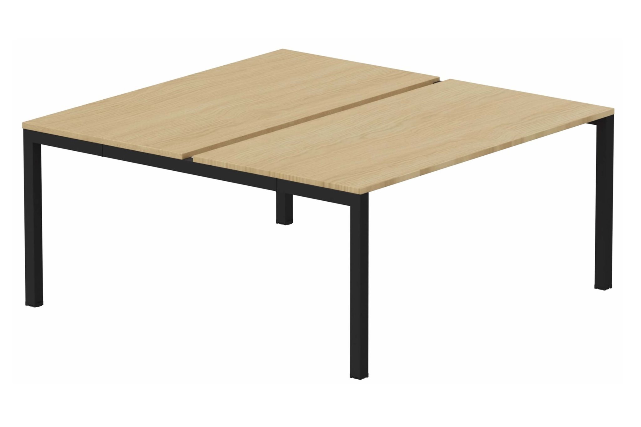 k3 - Bench départ 2 Plateaux fixes 140x80 (encombrement P165XL140cm) -Finitions : PLATEAUX: CHENE (CE) / PIETEMENTS: NOIR GRAINE MAT (NG)