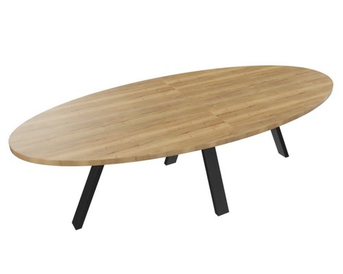 [Pas de famille] - [Pas de sous famille] - X3 Table de réunion ovale L210xP120cm. Plateau Chêne naturel et piètement Noir.