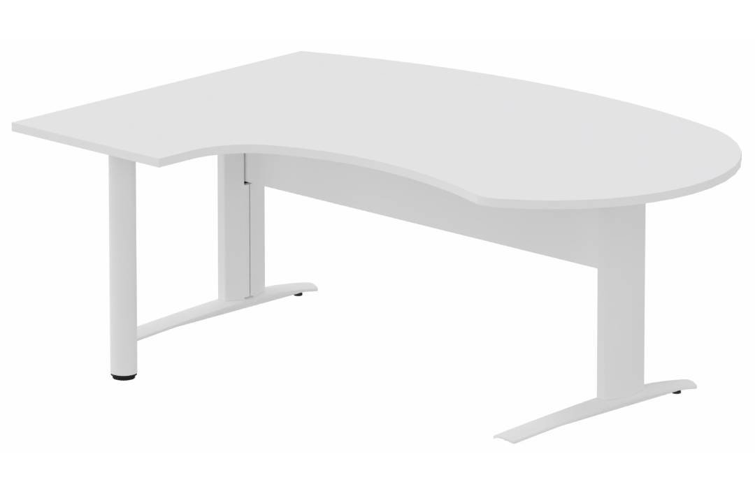 K1 VDF métal compact 90° manager 190x141x104x60cm sur pied de soutien, plateau blanc, structure blanc