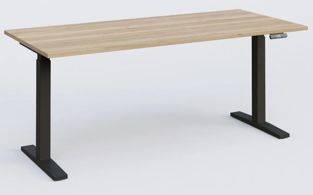 [Pas de famille] - [Pas de sous famille] - K_PRO2 Poste solo RH 70-120 cm . Plateau 200*80 épaisseur 25mm. coloris chêne naturel, pieds noirs