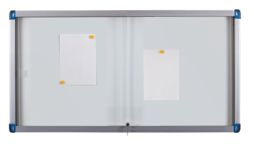 TABLEAUX / CHEVALETS / VITRINES - Vitrines - Vitrine d'intérieur H.98xL.160cm format 21x A4, fond tôle laquée magnétique blanc - PRIX HORS INSTALLATION