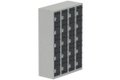 Vestiaire multicases, 4 colonnes L.120cm/20 cases, coffre gris clair/portes anthracite