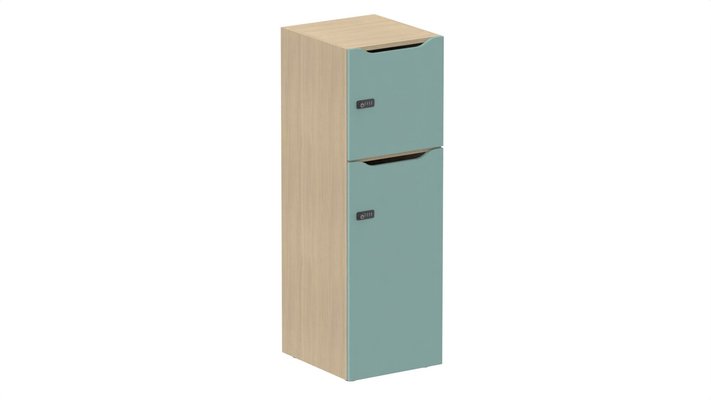 CASIERS - 2 cases - Meuble à cases H.137xL.45xP.50cm - 2 cases : 1 x H86cm (en bas) + 1 x H43cm. portes avec découpe en partie haute. serrure à code