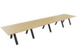 TABLE RECTANGULAIRE 4 PLATEAUX 560X120CM SUR STRUCTURE X3 MEETING. Plateau Chêne clair et pietement Noir.