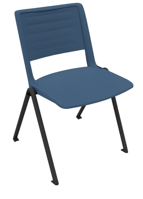 FAUTEUILS/POUFS - 4 pieds - LEO Chaise 4 pieds. assise et dossier en polypropylène coloris bleu. piétement époxy coloris aluminium
