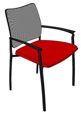 FAUTEUILS/POUFS - 4 pieds - OMNIA Fauteuil 4 pieds époxy coloris noir. dos résille coloris noir
