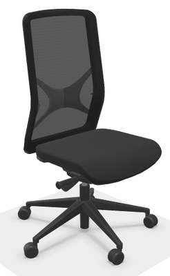 OPERATIVE - Dossier résille - Siège EOLE synchrone soutien lombaire RH-Assise réglable en profondeur-Pied Noir, cadre polypro du dossier et résille Noir assise coloris L01 Noir