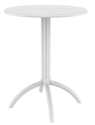 POLYPROPYLENE - TABLES  - PORTO-Table en résine, cadre métallique  -diam 60cm -plateau Blanc/piètement Blanc(BLBL)