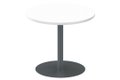 Table ronde diamètre 90cm sur pied colonne anthracite, plateau blanc