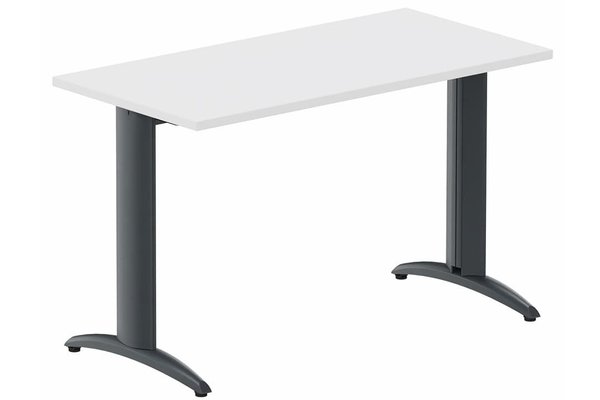 TABLES DE FORMATION - Composables piétement "i" - Module composable pied i, L.120xP.60cm, départ, plateau blanc, structure anthracite, plateau blanc, structure anthracite