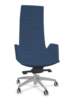 DIRECTION - Fauteuils - KI fauteuil manager haut dossier avec accotoirs tapissés. piétement 5 branches en aluminium poli. revêtement tissu SYNERGY coloris bleu nuit