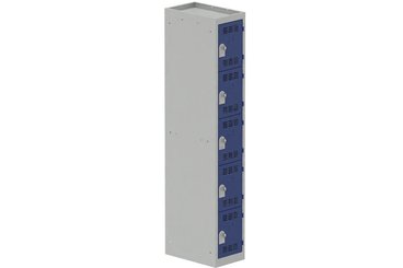 VESTIAIRES MULTICASES - 1 Colonne - Vestiaire multicases, 1 colonne L.30cm/5 cases, coffre gris clair/portes bleu foncé