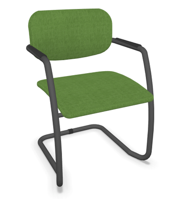VISITEURS ET FONCTIONNELS - Luge - DIVA fauteuil dos tissu. piétement luge laqué noir assise et dossier tissu BERTA coloris vert