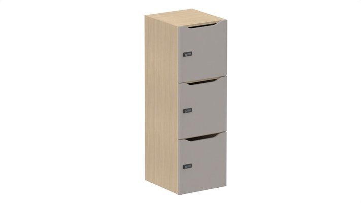 CASIERS - 3 cases - Meuble à cases H.137xL.45xP.50cm - 3 cases H43cm. portes avec découpe en partie haute. serrure à code