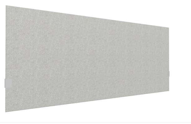 PANNEAUX ECRANS POUR BUREAU DROIT SOLO - Pour bureaux largeur 160 cm - SECRET Panneau-écran acoustique H74cm pour poste solo L.160cm. 2 faces tissu SYNERGY coloris gris clair. pinces de fixation réglables en hauteur coloris aluminium