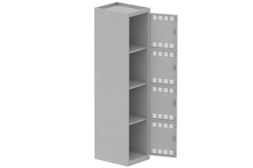 [Pas de famille] - [Pas de sous famille] - Vestiaire multicases 1 colonne L,40cm 4 cases (fermeture cadenas) H,180xL,40xP,50cm coffre gris clair/portes gris clair
