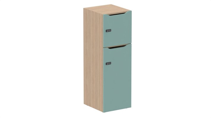 CASIERS - 2 cases - Meuble à cases H.137xL.45xP.50cm - 2 cases : 1 x H86cm (en bas) + 1 x H43cm. portes avec découpe en partie haute. serrure à code