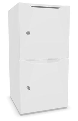 CASIERS - 2 cases - Meuble à cases H.92xL.45xP.50cm - 2 cases H43cm. portes avec découpe en partie haute. serrure à clé