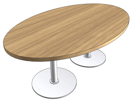 TABLES DE REUNION - Ovale - Table ovale 200x110cm épaisseur 25mm, pieds colonne. Finitions- Plateau : Noyer / Piètements : BLANC