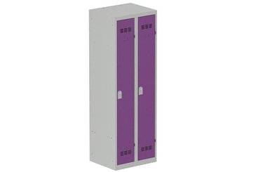 [Pas de famille] - [Pas de sous famille] - Vestiaire industrie propre 2 portes (serrure 2 clés) H180xL60xP50cm coffre gris clair/ porte(s) prune