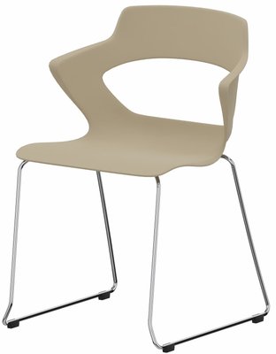FAUTEUILS/POUFS - Piétement Luge - SWEETY Chaise pied luge H46cm. coque polypropylène coloris taupe. piétement chrome