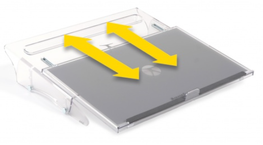 ERGONOMIE - Supports Pc Portable/Porte Documents - Porte-documents XXL, multifonctionnel, réglage sur 7 positions, espace pour clavier, L.52xP.38xH.11cm, acrylate transparent