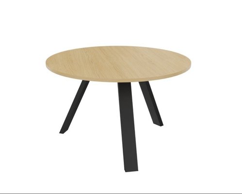 [Pas de famille] - [Pas de sous famille] - X3 Table de réunion diam 120cm. Plateau Chêne clair et pietement Noir.