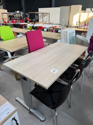 DESTOCKAGE - Bureau - Bureau plateau acacia 160 x 80 cm , piétement couleur aluminium