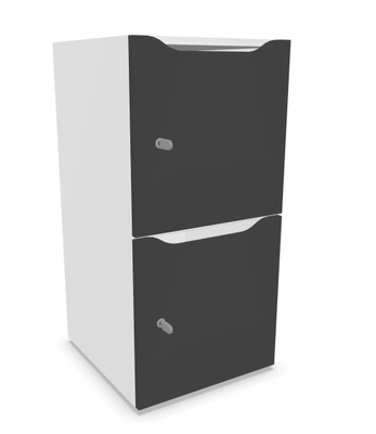 CASIERS - 2 cases - Meuble à cases H.92xL.45xP.50cm - 2 cases H43cm. portes avec découpe en partie haute. serrure à clé