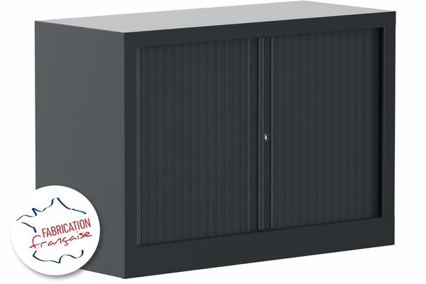 ARMOIRES A RIDEAUX - Largeur 100 cm - Armoire à rideaux H69,5xL100cm 1 tablette coffre anthracite/rideaux anthracite