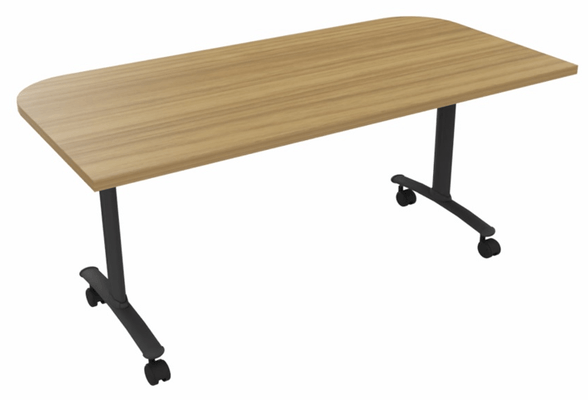 TABLES ABATTANTES - Module d'extrémité - Table abattante d'extrémité L.165xP.80cm, ép. 25mm, plateau noyer, structure noire