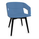 MELODY fauteuil 4 pieds bois. face intérieure tissu SYNERGY coloris bleu face extérieure tissu SYNERGY coloris bleu piétement noir