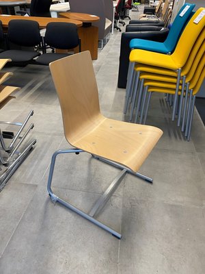 DESTOCKAGE - Chaise - Chaise de cafétariat appui sur table structure couleur aluminium coque bois hêtre