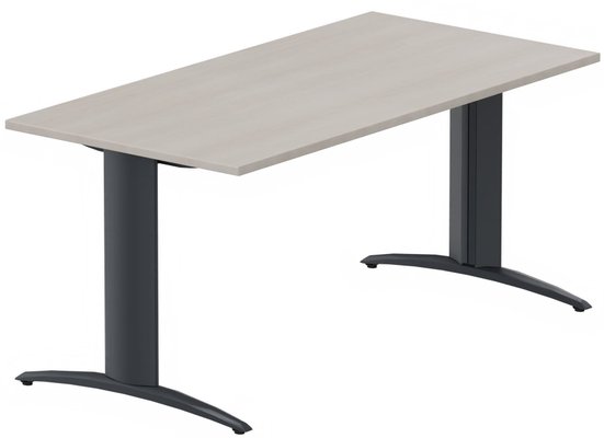 TABLES DE FORMATION - Composables piétement "i" - Module composable pied i, L.180xP.80cm, départ, plateau acacia, structure anthracite, plateau acacia, structure anthracite