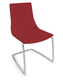 KI chaise de conférence moyen dossier. piétement luge chromé, revêtement vinyle DNR rouge cerise